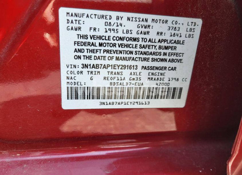 Photo 9 of 2014 Nissan Sentra (VIN 3N1AB7AP1EY291613)