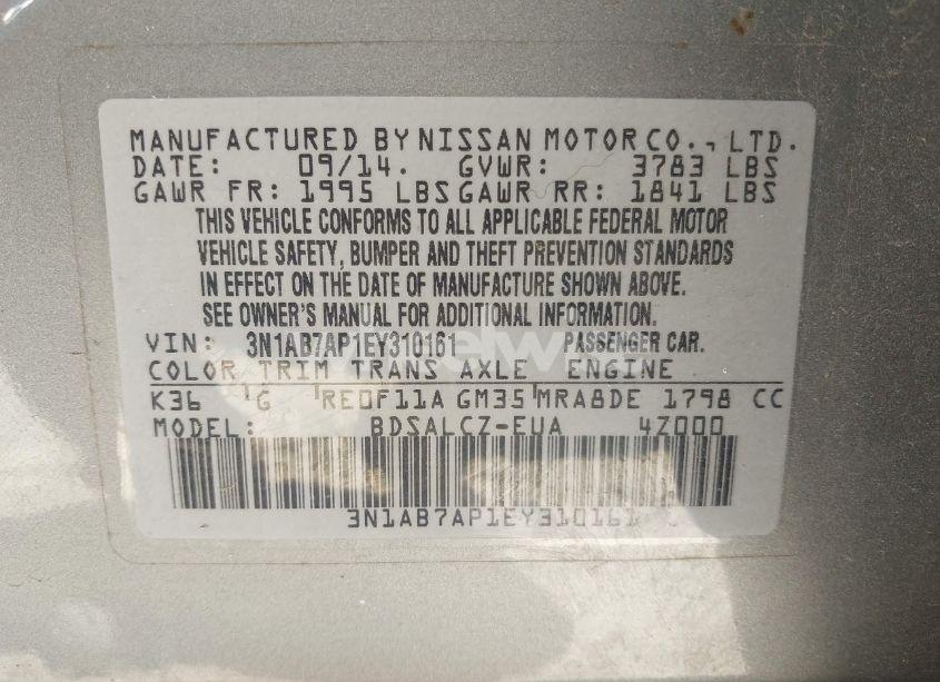 Photo 9 of 2014 Nissan Sentra FE+ S (VIN 3N1AB7AP1EY310161)