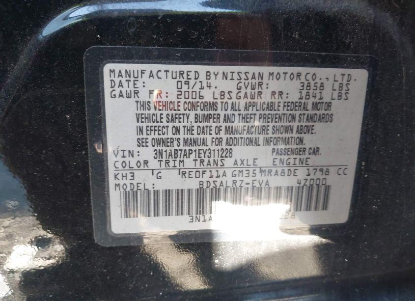 Photo 9 of 2014 Nissan Sentra SR (VIN 3N1AB7AP1EY311228)