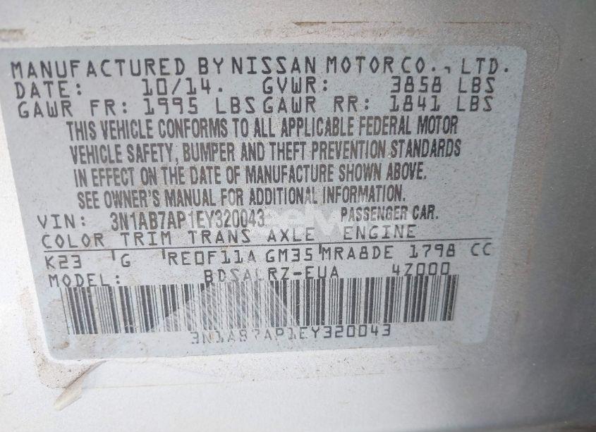 Photo 9 of 2014 Nissan Sentra SR (VIN 3N1AB7AP1EY320043)