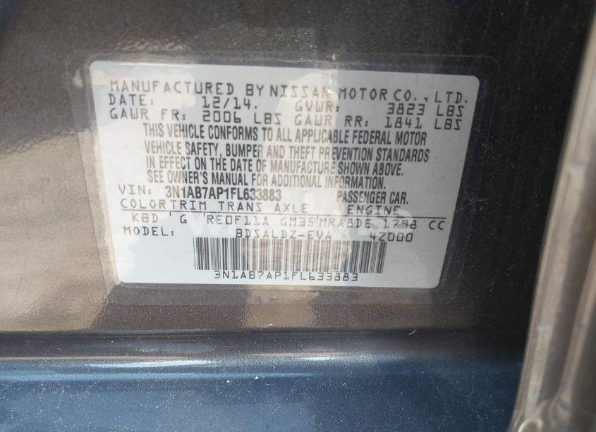 Photo 9 of 2015 Nissan Sentra SV (VIN 3N1AB7AP1FL633883)
