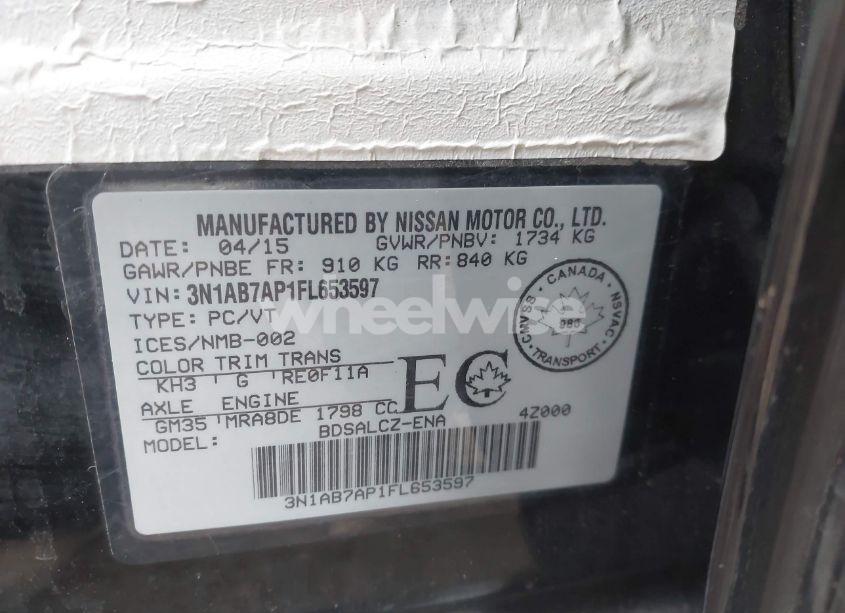 Photo 9 of 2015 Nissan Sentra FE+ S/S/SL/SR/SV (VIN 3N1AB7AP1FL653597)