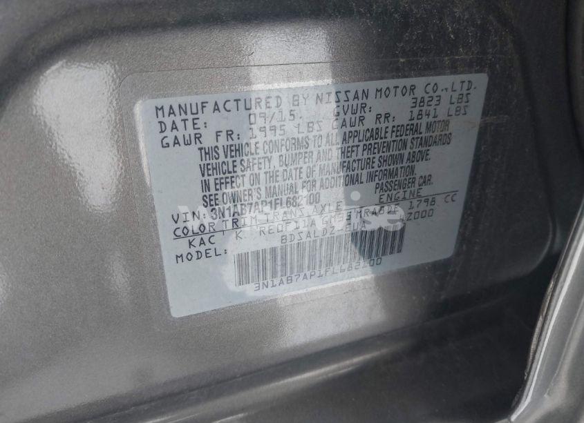 Photo 9 of 2015 Nissan Sentra SV (VIN 3N1AB7AP1FL682100)