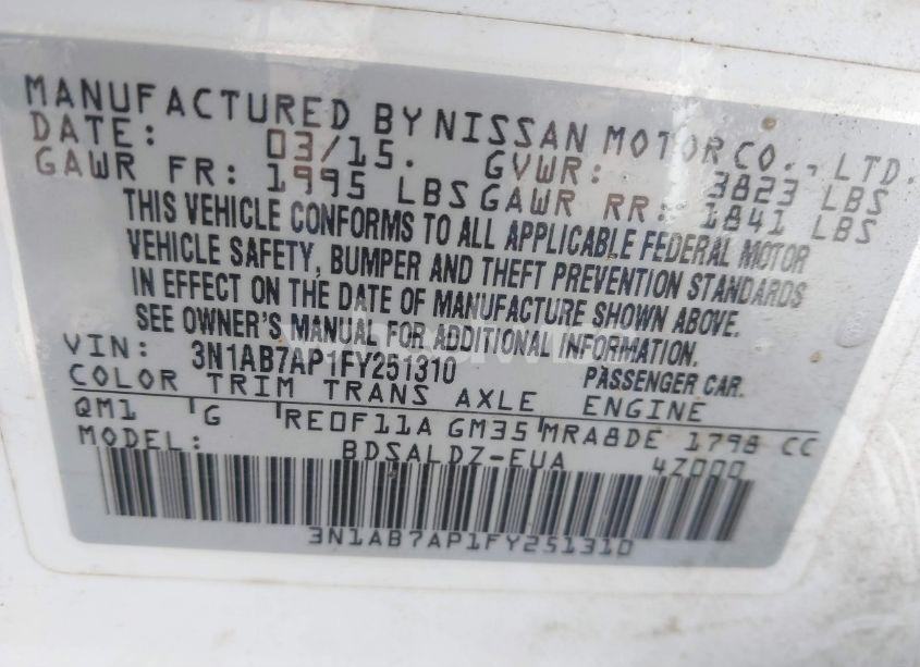 Photo 9 of 2015 Nissan Sentra (VIN 3N1AB7AP1FY251310)