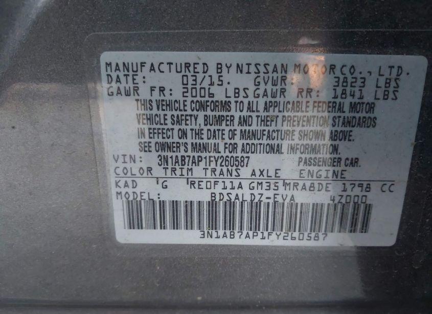 Photo 9 of 2015 Nissan Sentra SV (VIN 3N1AB7AP1FY260587)