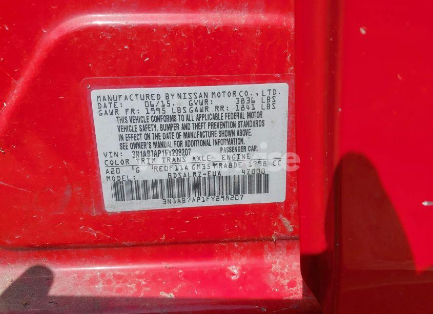Photo 9 of 2015 Nissan Sentra SR (VIN 3N1AB7AP1FY298207)