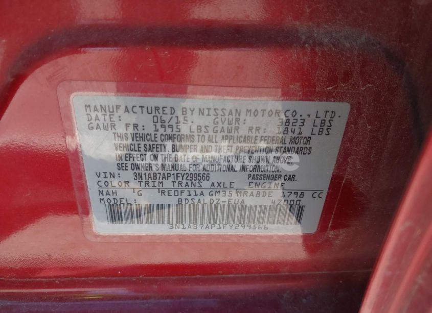 Photo 9 of 2015 Nissan Sentra SV (VIN 3N1AB7AP1FY299566)
