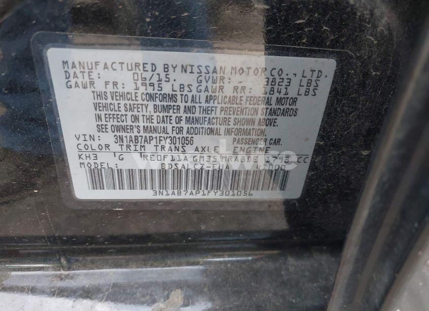 Photo 9 of 2015 Nissan Sentra S (VIN 3N1AB7AP1FY301056)