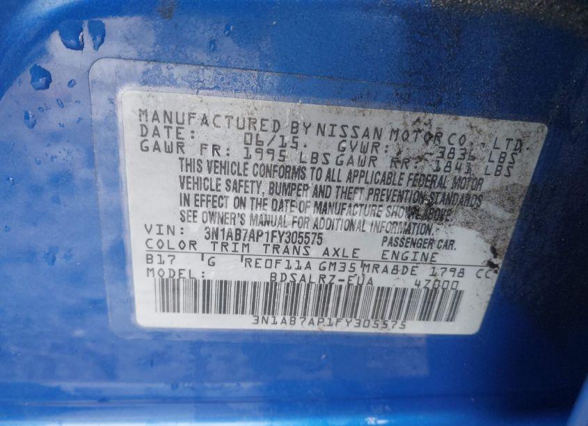 Photo 9 of 2015 Nissan Sentra SR (VIN 3N1AB7AP1FY305575)
