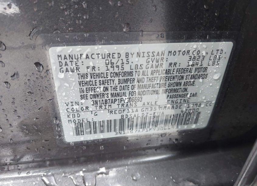 Photo 9 of 2015 Nissan Sentra SV (VIN 3N1AB7AP1FY306693)