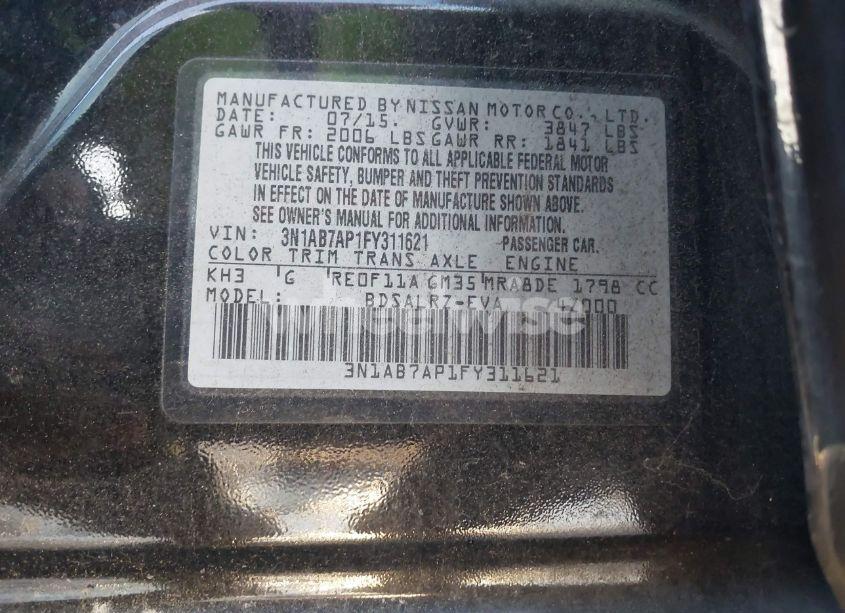 Photo 9 of 2015 Nissan Sentra SR (VIN 3N1AB7AP1FY311621)
