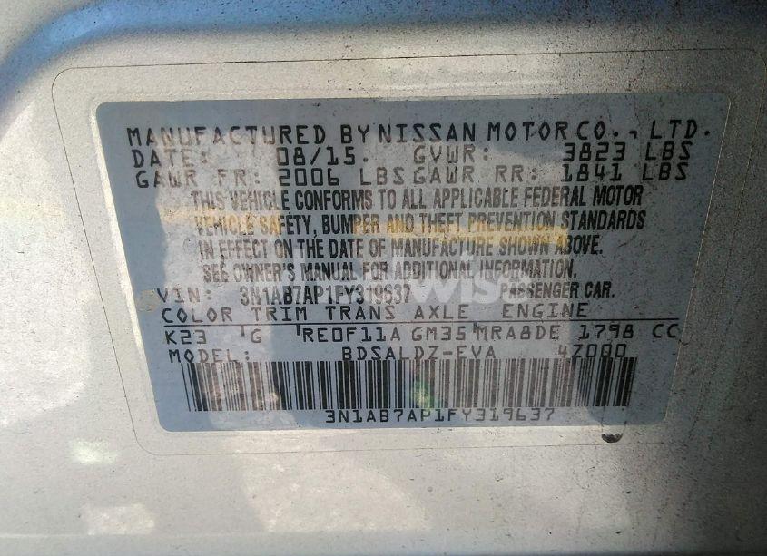 Photo 9 of 2015 Nissan Sentra SV (VIN 3N1AB7AP1FY319637)