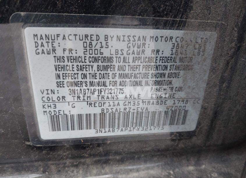 Photo 9 of 2015 Nissan Sentra SR (VIN 3N1AB7AP1FY321775)