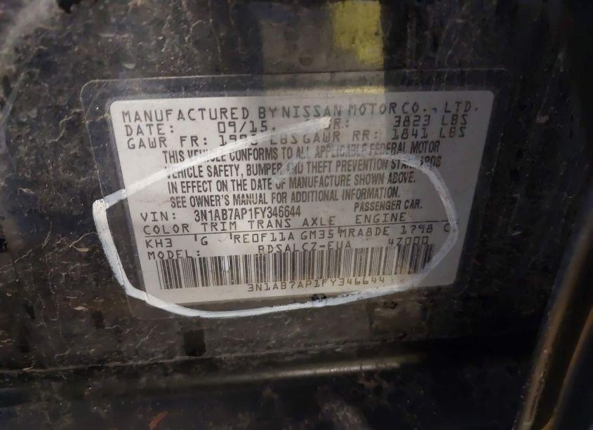 Photo 9 of 2015 Nissan Sentra S (VIN 3N1AB7AP1FY346644)