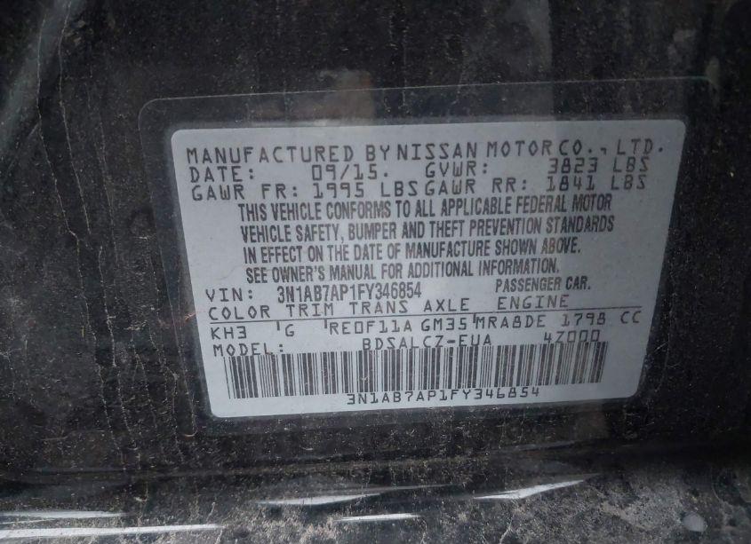 Photo 9 of 2015 Nissan Sentra S (VIN 3N1AB7AP1FY346854)