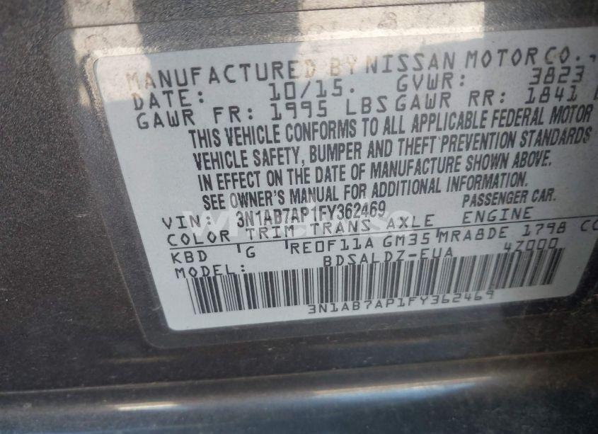 Photo 9 of 2015 Nissan Sentra SV (VIN 3N1AB7AP1FY362469)