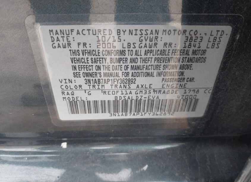 Photo 9 of 2015 Nissan Sentra SV (VIN 3N1AB7AP1FY362892)
