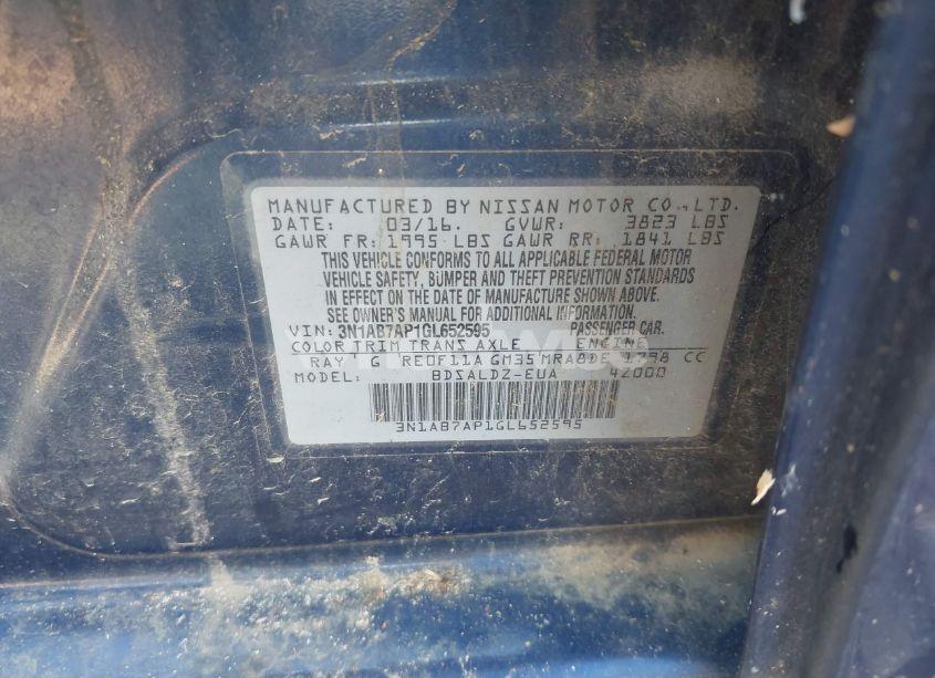 Photo 9 of 2016 Nissan Sentra SV (VIN 3N1AB7AP1GL652595)