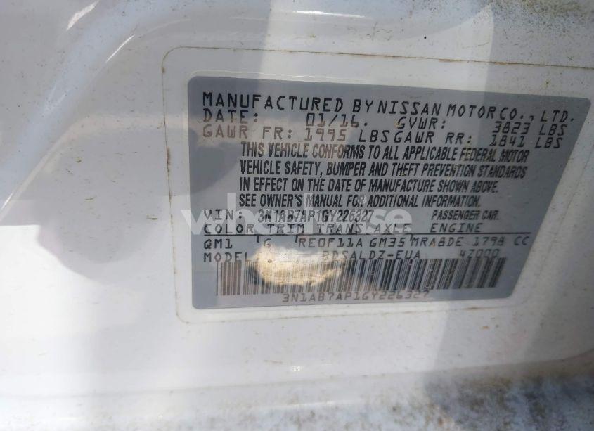 Photo 9 of 2016 Nissan Sentra FE+ S/S/SL/SR/SV (VIN 3N1AB7AP1GY226327)