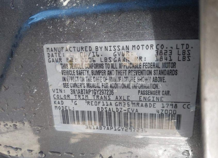 Photo 9 of 2016 Nissan Sentra SV (VIN 3N1AB7AP1GY297236)