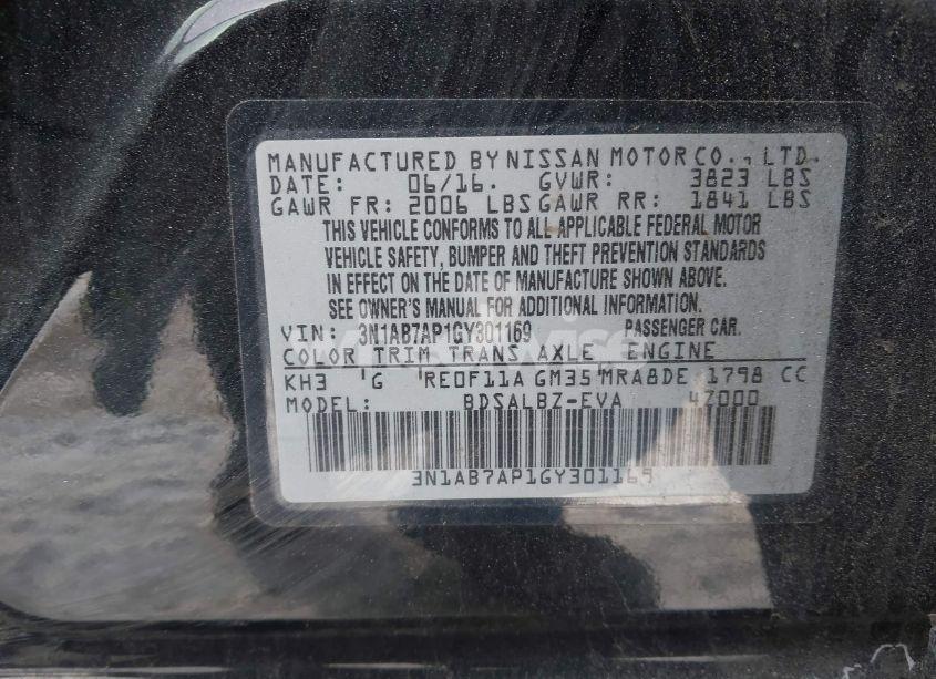 Photo 9 of 2016 Nissan Sentra FE+ S/S/SL/SR/SV (VIN 3N1AB7AP1GY301169)