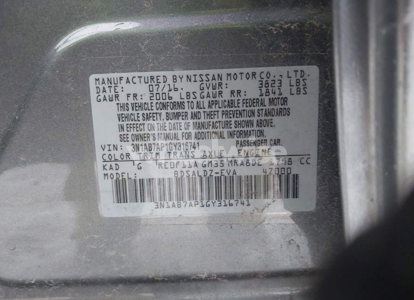 Photo 9 of 2016 Nissan Sentra SV (VIN 3N1AB7AP1GY316741)