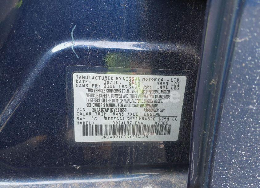 Photo 9 of 2016 Nissan Sentra S (VIN 3N1AB7AP1GY331658)