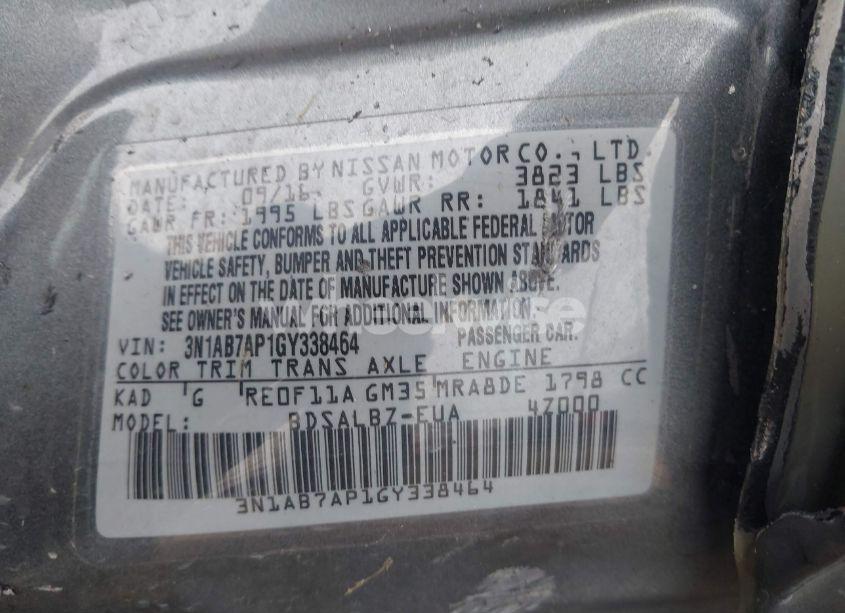 Photo 9 of 2016 Nissan Sentra S (VIN 3N1AB7AP1GY338464)