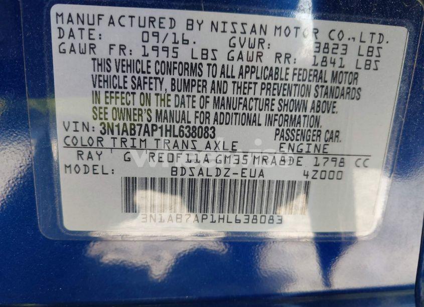 Photo 9 of 2017 Nissan Sentra S/SL/SR/SV (VIN 3N1AB7AP1HL638083)