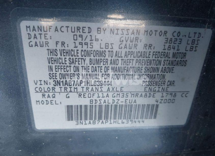 Photo 9 of 2017 Nissan Sentra SV (VIN 3N1AB7AP1HL639444)