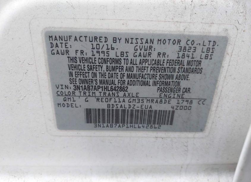 Photo 9 of 2017 Nissan Sentra SV (VIN 3N1AB7AP1HL642862)