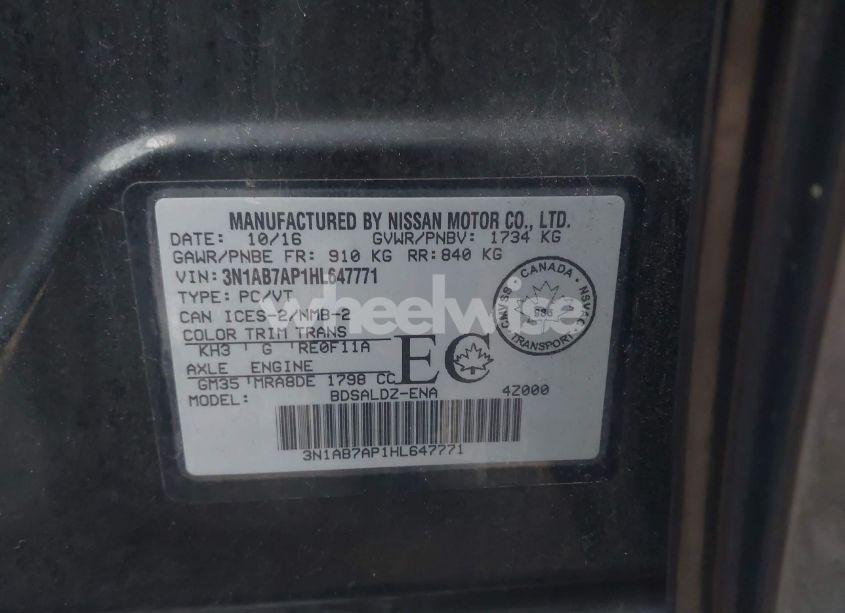 Photo 9 of 2017 Nissan Sentra S/SL/SR/SV (VIN 3N1AB7AP1HL647771)