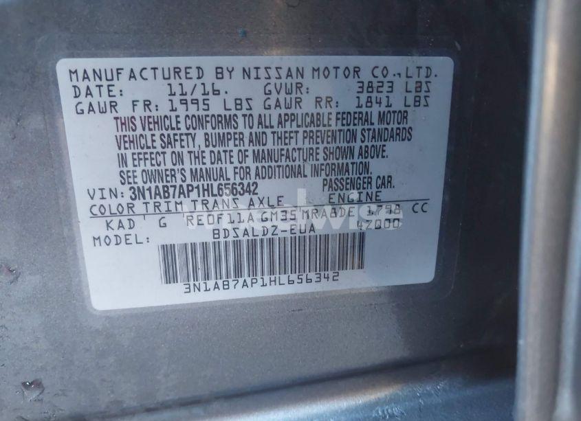 Photo 9 of 2017 Nissan Sentra SV (VIN 3N1AB7AP1HL656342)