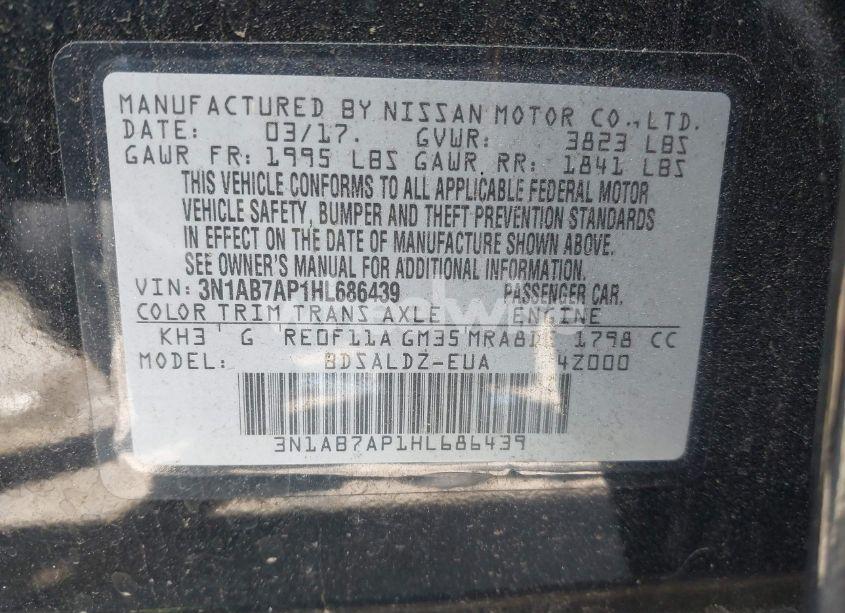 Photo 9 of 2017 Nissan Sentra SV (VIN 3N1AB7AP1HL686439)