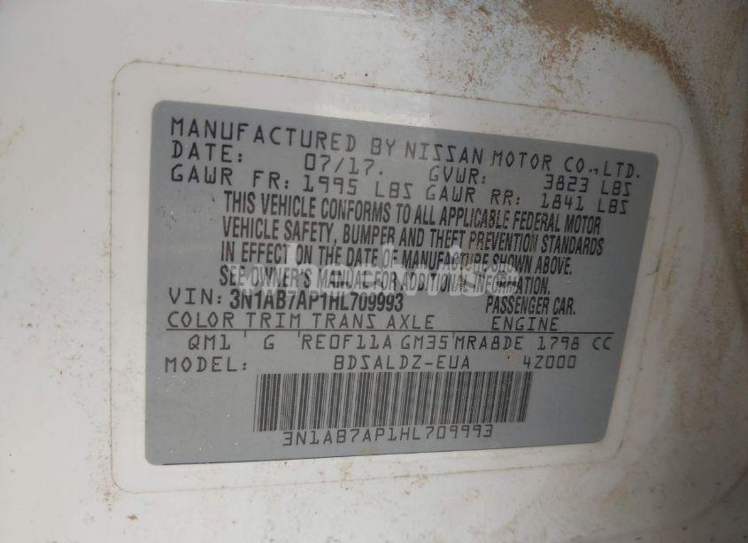 Photo 9 of 2017 Nissan Sentra SV (VIN 3N1AB7AP1HL709993)