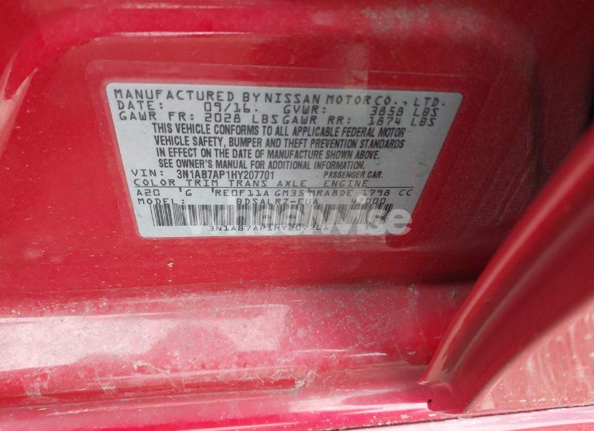 Photo 9 of 2017 Nissan Sentra SR (VIN 3N1AB7AP1HY207701)