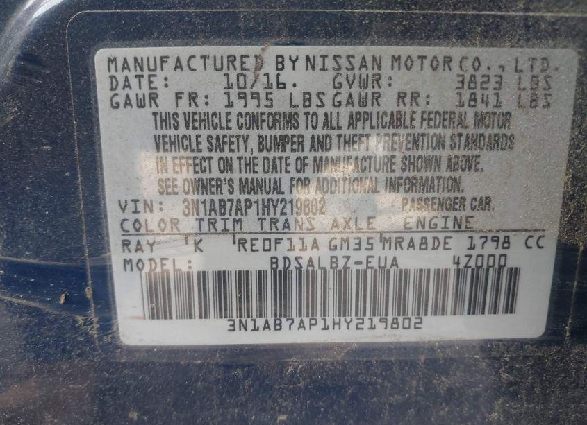 Photo 9 of 2017 Nissan Sentra S (VIN 3N1AB7AP1HY219802)