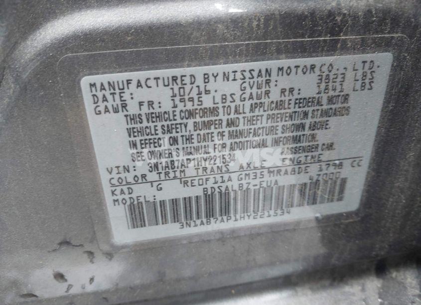 Photo 9 of 2017 Nissan Sentra S (VIN 3N1AB7AP1HY221534)