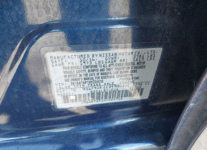 Photo 9 of 2017 Nissan Sentra S (VIN 3N1AB7AP1HY224918)