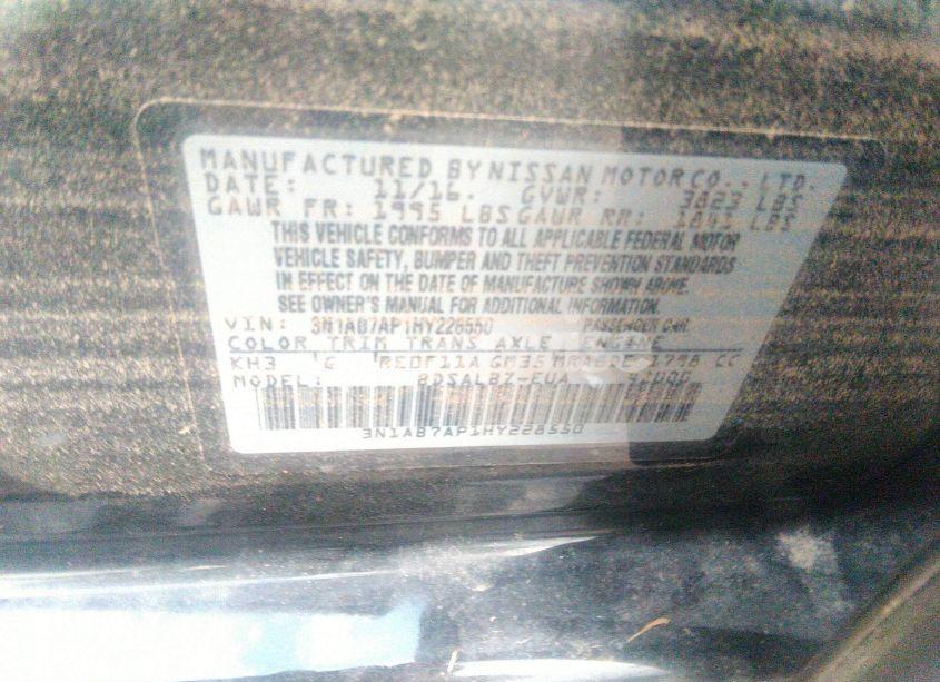 Photo 9 of 2017 Nissan Sentra S (VIN 3N1AB7AP1HY228550)