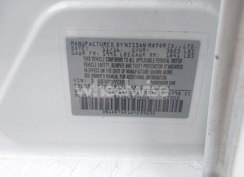 Photo 9 of 2017 Nissan Sentra SV (VIN 3N1AB7AP1HY239032)