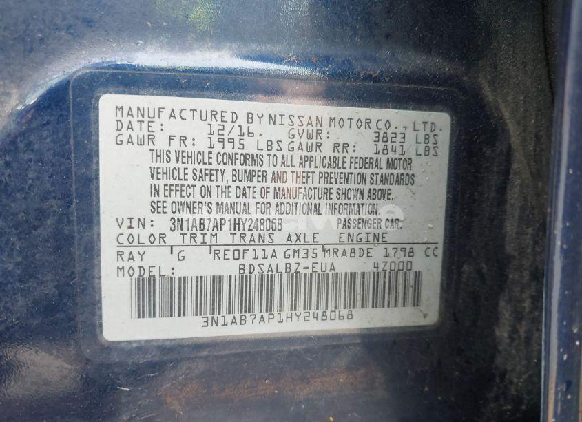 Photo 9 of 2017 Nissan Sentra S (VIN 3N1AB7AP1HY248068)