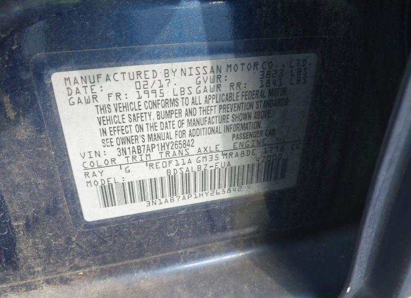 Photo 9 of 2017 Nissan Sentra S (VIN 3N1AB7AP1HY265842)