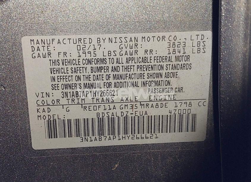 Photo 9 of 2017 Nissan Sentra SV (VIN 3N1AB7AP1HY266621)