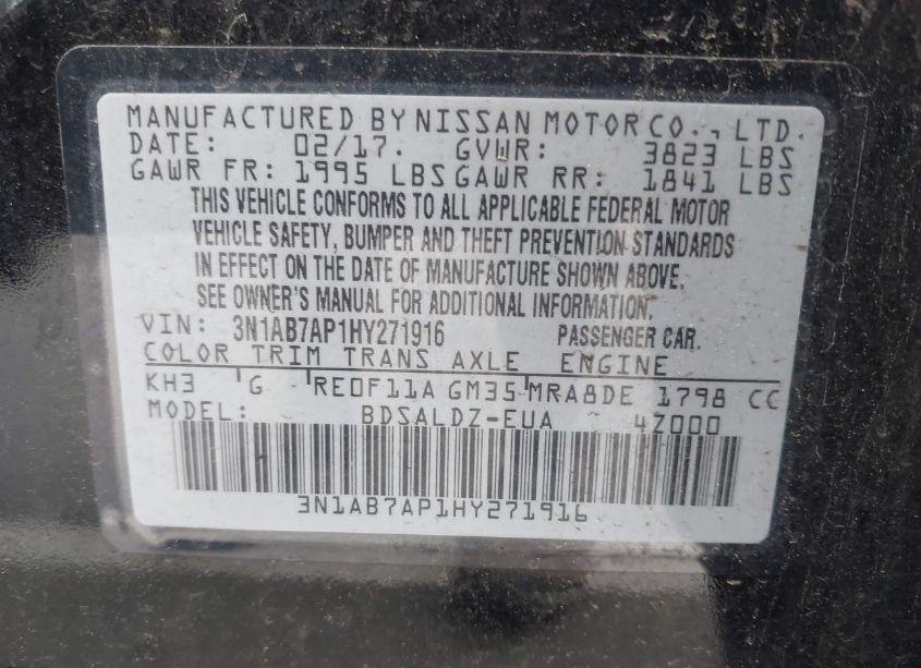 Photo 9 of 2017 Nissan Sentra SV (VIN 3N1AB7AP1HY271916)