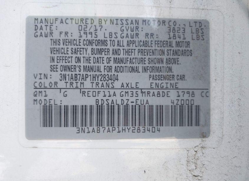 Photo 9 of 2017 Nissan Sentra SV (VIN 3N1AB7AP1HY283404)