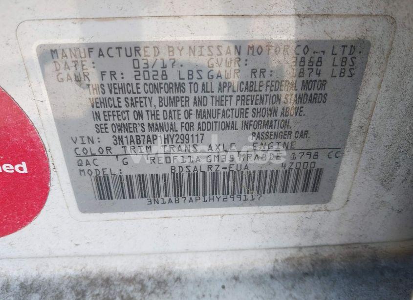 Photo 9 of 2017 Nissan Sentra SR (VIN 3N1AB7AP1HY299117)