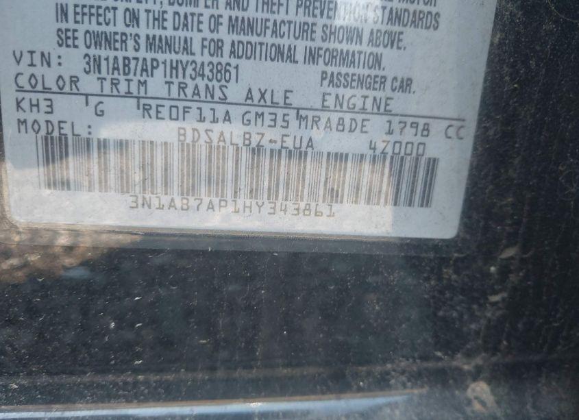 Photo 9 of 2017 Nissan Sentra S (VIN 3N1AB7AP1HY343861)