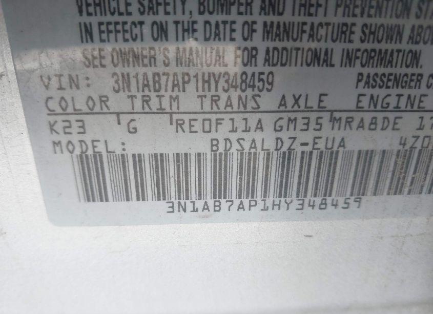 Photo 9 of 2017 Nissan Sentra SV (VIN 3N1AB7AP1HY348459)