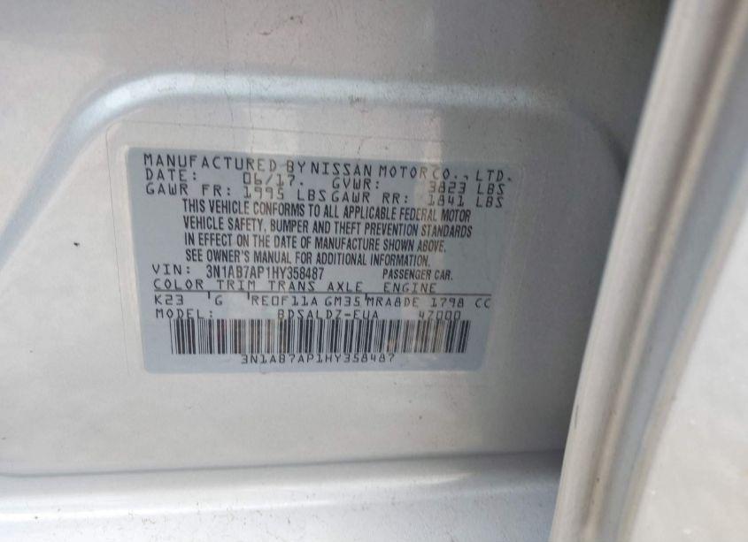 Photo 9 of 2017 Nissan Sentra SV (VIN 3N1AB7AP1HY358487)